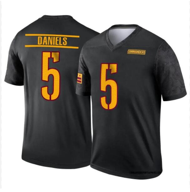 Men Nike Washington Commandes 5 Jayden Daniels red 2024 NFL Draft First Round Pick Game black Jersey